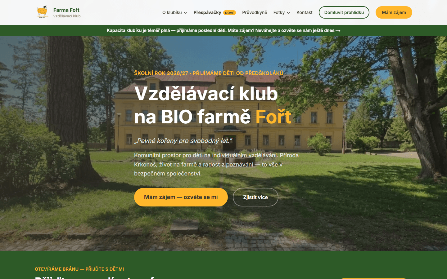 Náhled webu Vzdělávací klub Fořt